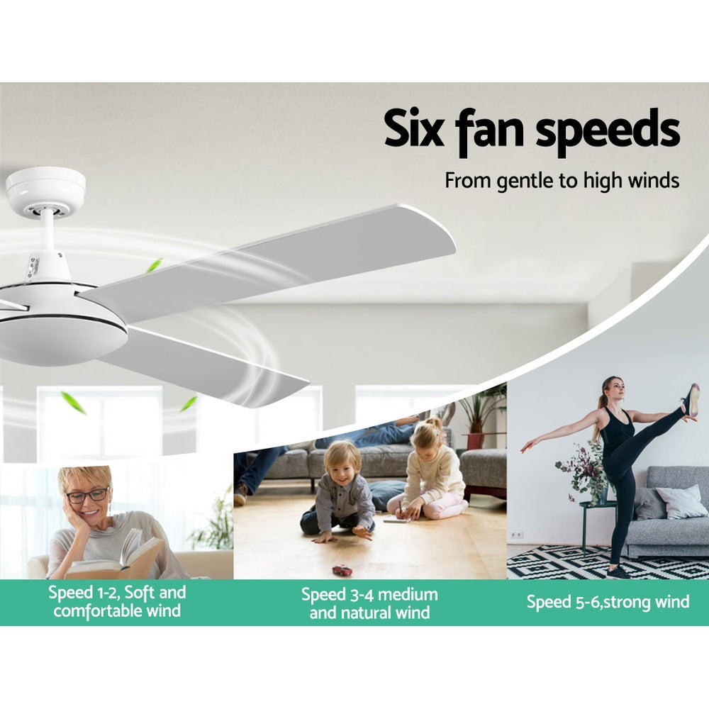 Devanti 52'' Ceiling Fan AC Motor 4 Blades w/Remote - White