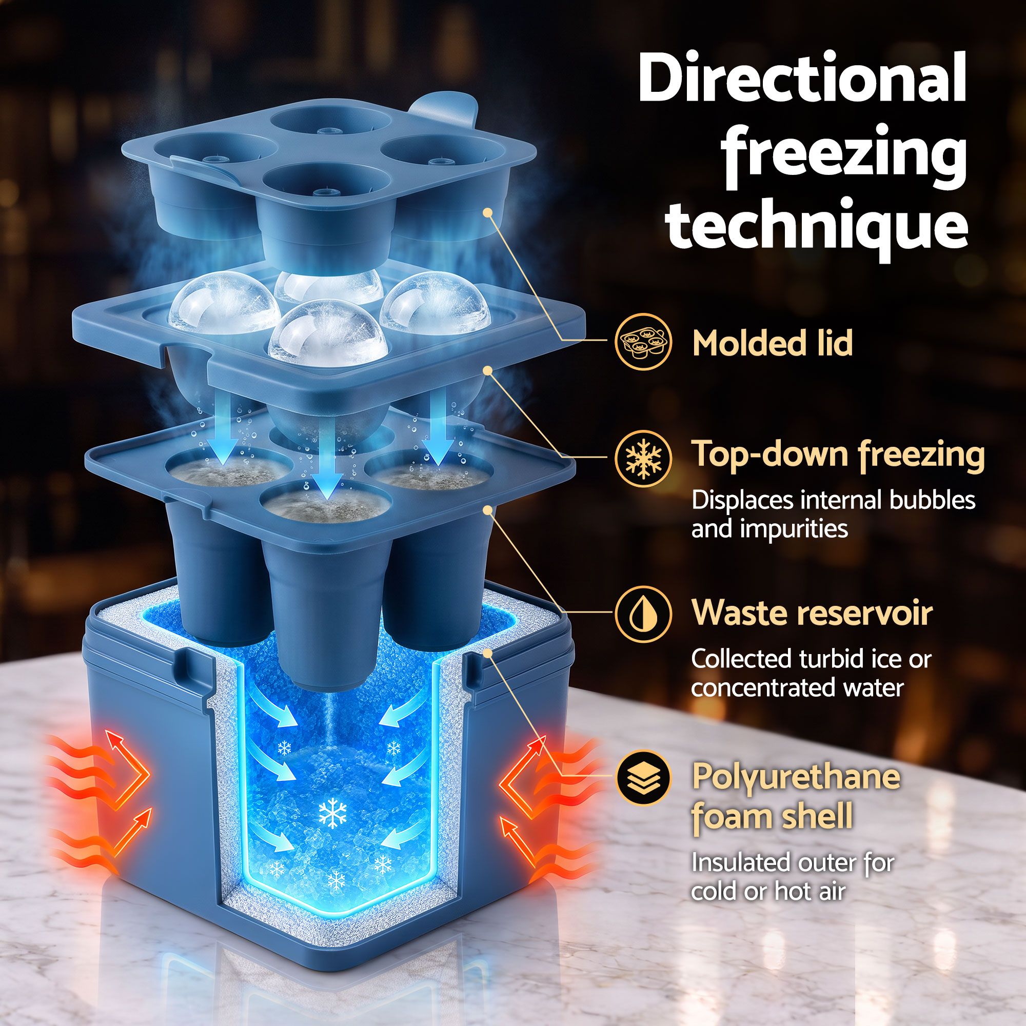 Artiss 5cm Clear Ice Mold Large Sphere Ice Ball Tray for Whiskey Bedworld