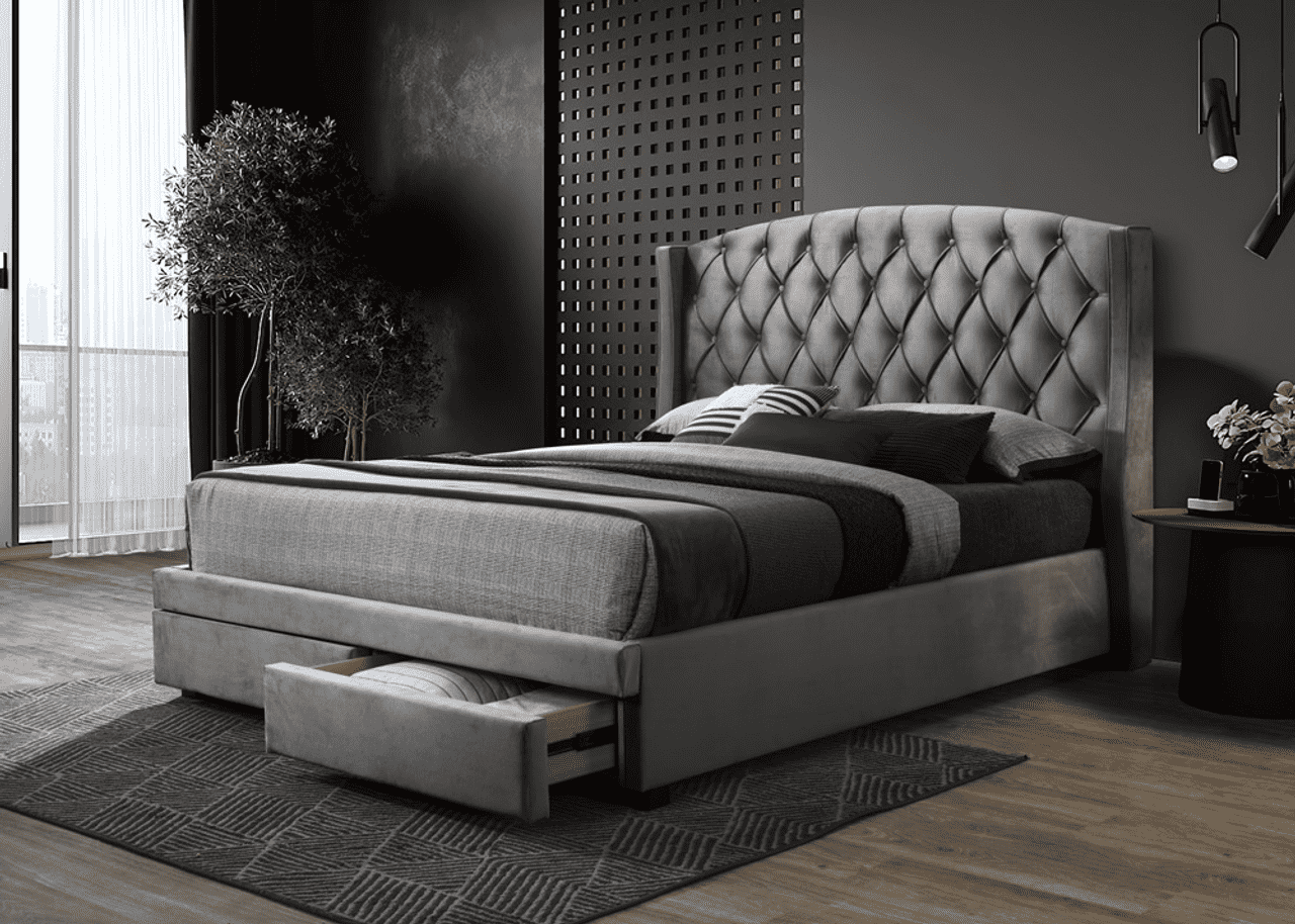 Charlie Fabric Upholstered Bed Frame With Storage Drawers