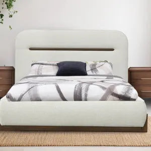 Mlily Cloud Bed Frame | White Fabric & Premium Timber Bed | King & Queen Sizes