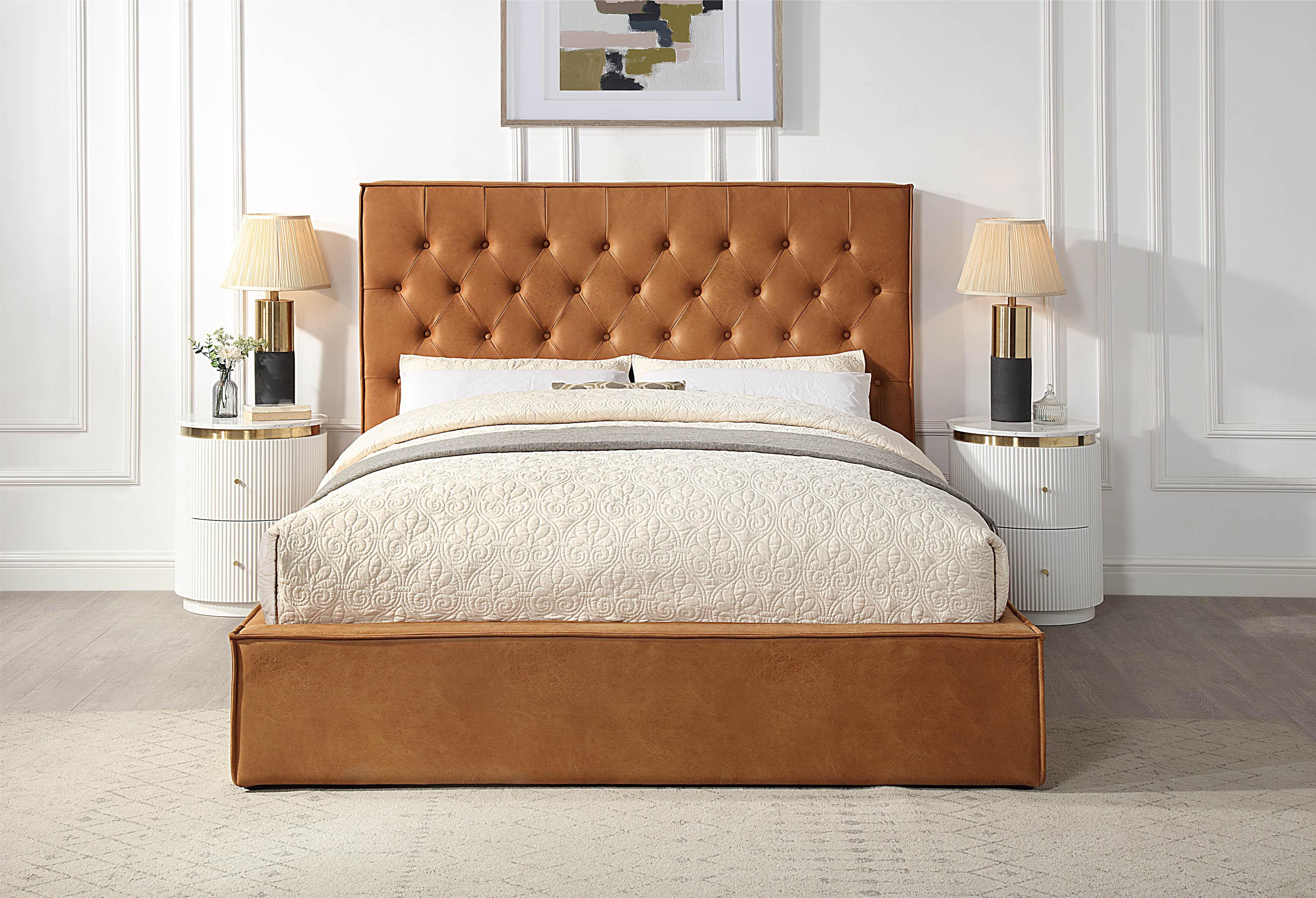 Crest Leather Look Gas Lift Storage Fabric Bed