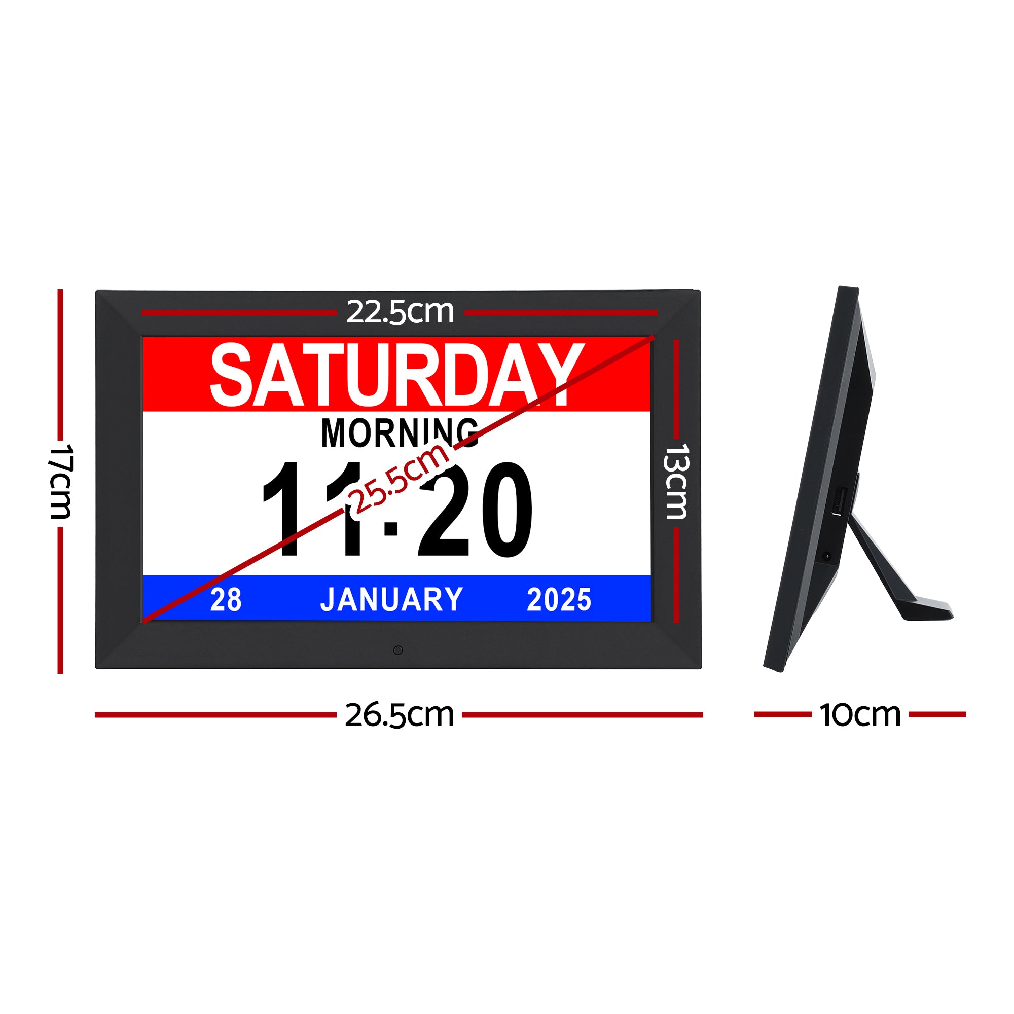 Artiss 10 Digital Day Clock Alarm Calendar Dementia Date Week Desk Clocks Black