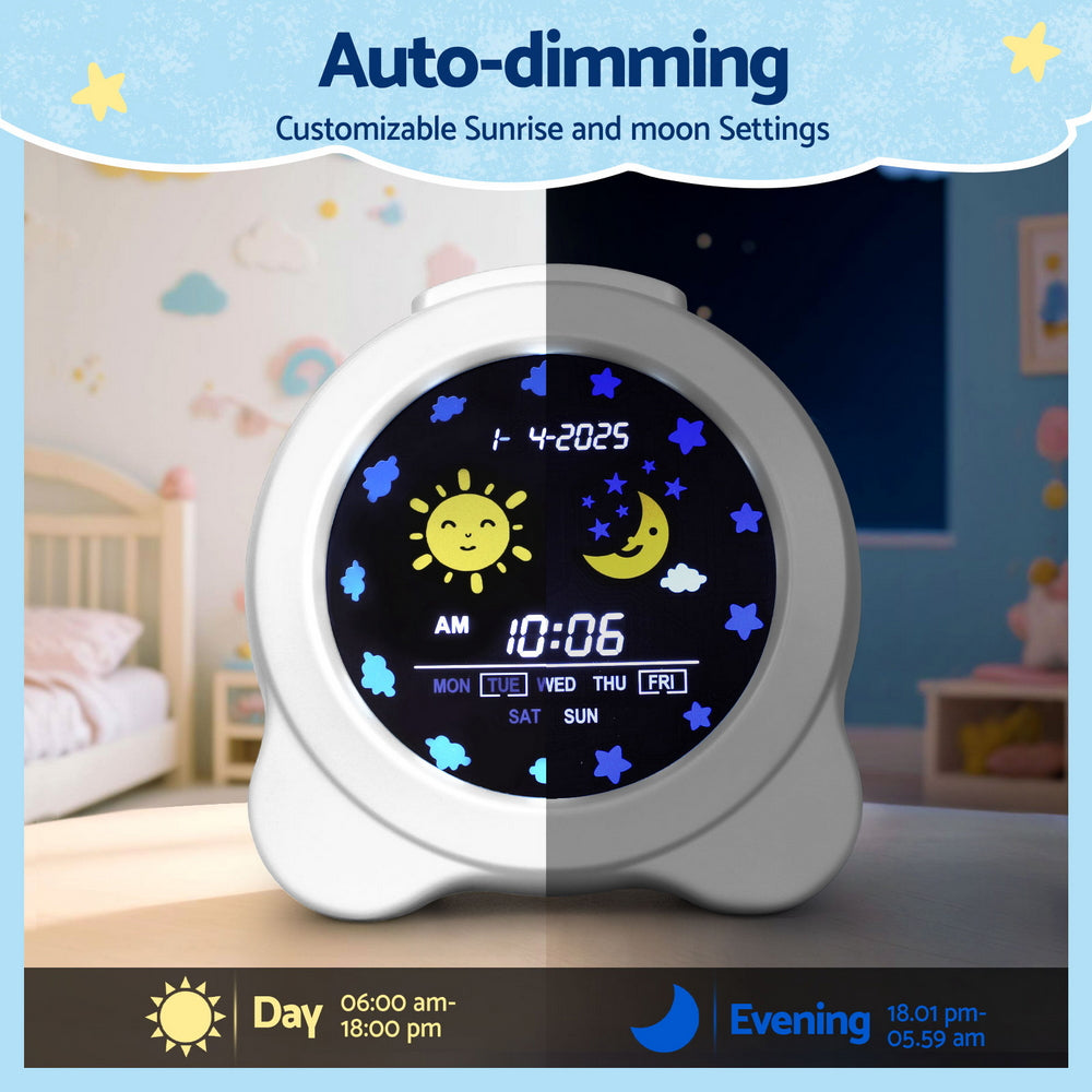 Artiss 3.8" Digital Day Clock Calendar Alarm LCD Display White Bedworld