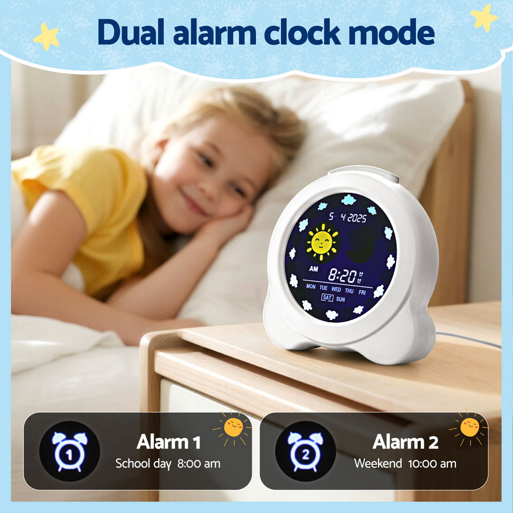 Artiss 3.8" Digital Day Clock Calendar Alarm LCD Display White Bedworld