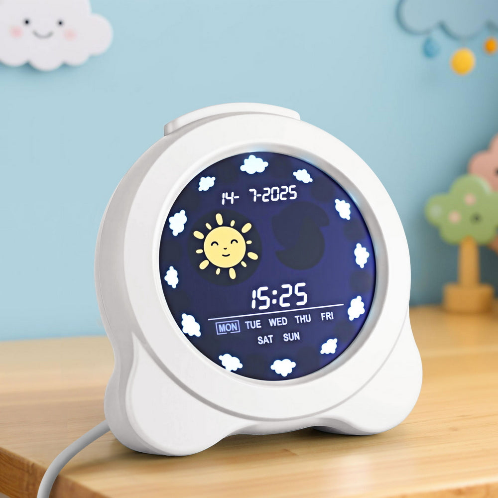 Artiss 3.8" Digital Day Clock Calendar Alarm LCD Display White Bedworld