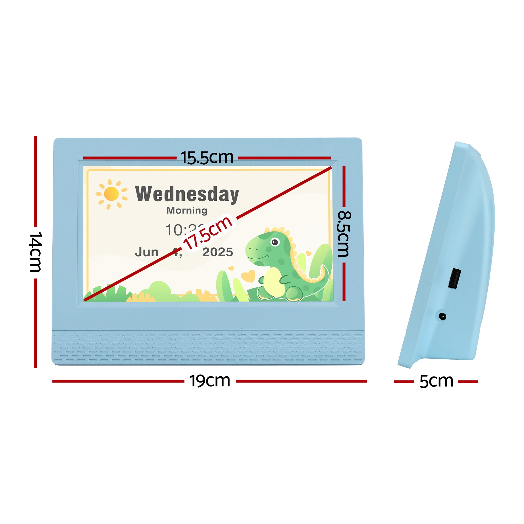 Artiss 7" Digital Day Clock Calendar Alarm LCD Children Sleep Trainer Clocks Blue Bedworld