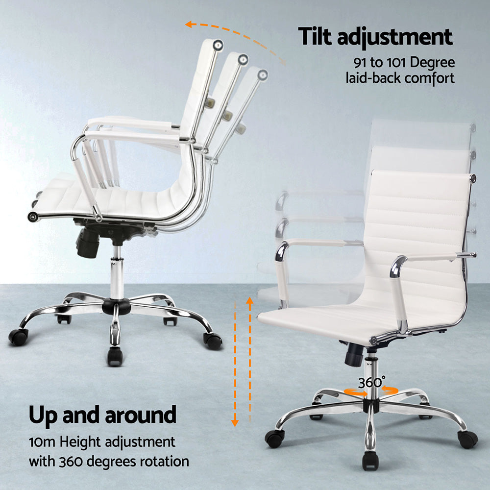 Artiss Computer Desk Office Chair Set PU Leather Wall Mount Foldable Table White