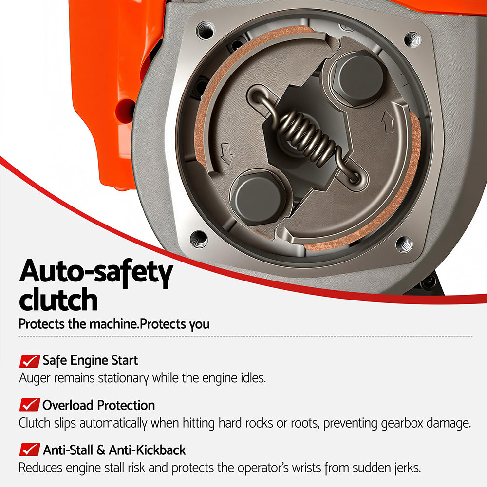 Engine clutch cover with spring mechanism and safety feature label callouts