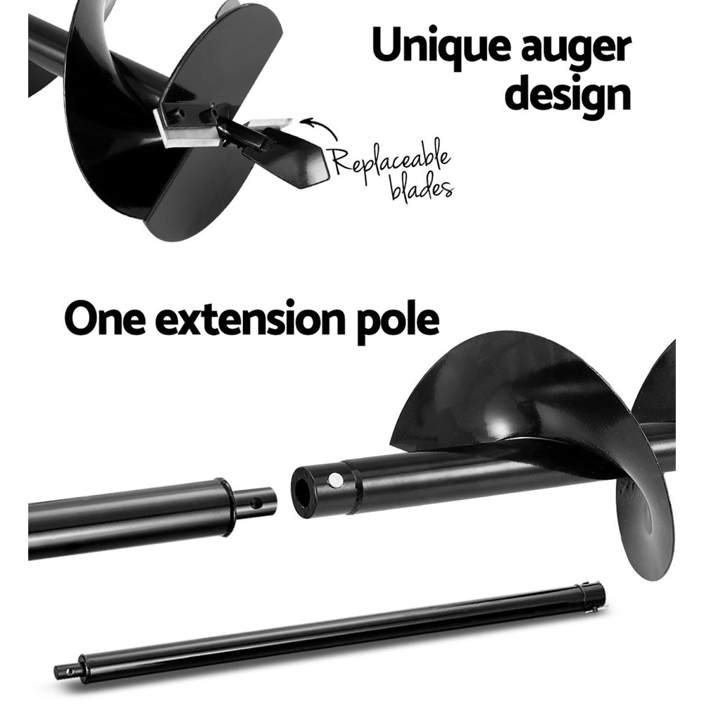 Spiral auger blades and extension pole with replaceable blade design
