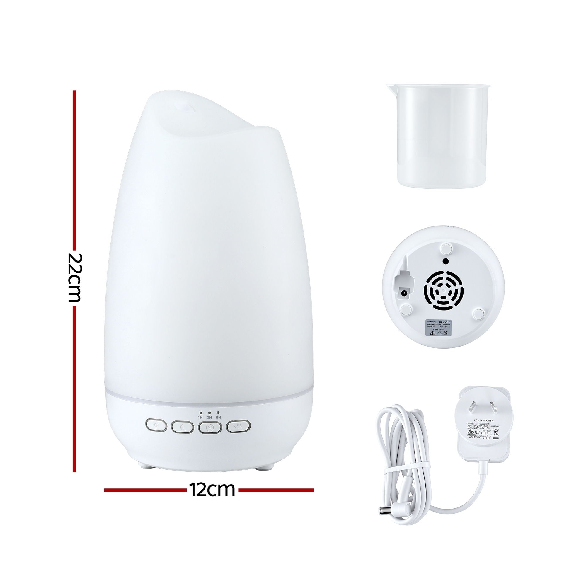 Devanti Ultrasonic Essential Oil Aroma Diffuser Aromatherapy Cool Mist Humidifier w/ LED Light 300ml