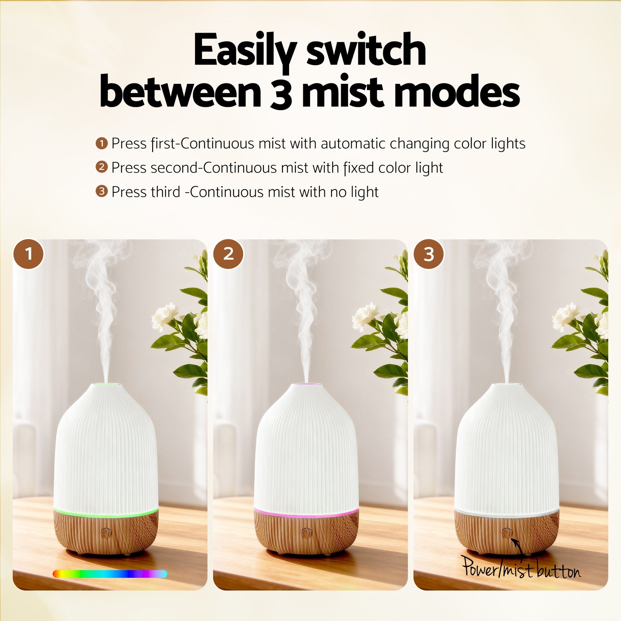 Devanti Ultrasonic Aroma Diffuser Aromatherapy 100ml LED Lights Iron Humidifier Forest