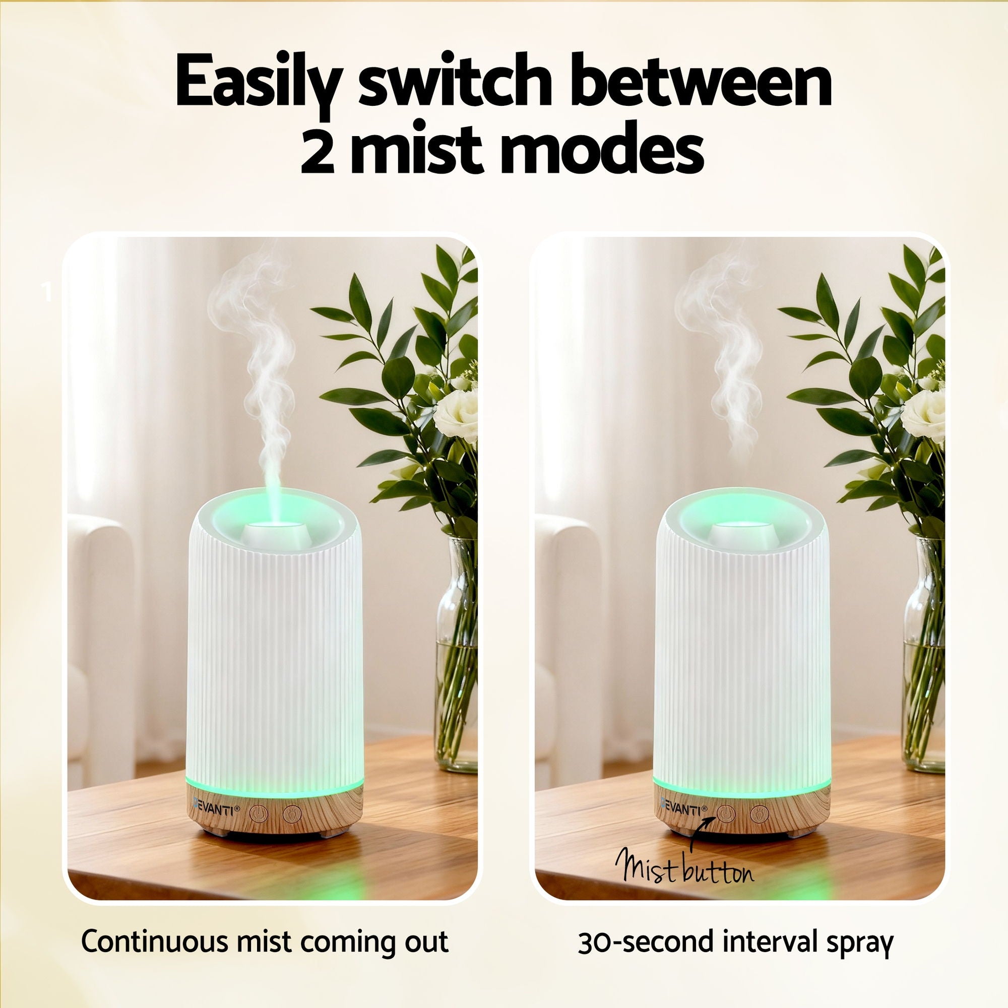 Devanti Ultrasonic Aroma Diffuser Aromatherapy 200ml LED Lights Iron Humidifier Forest