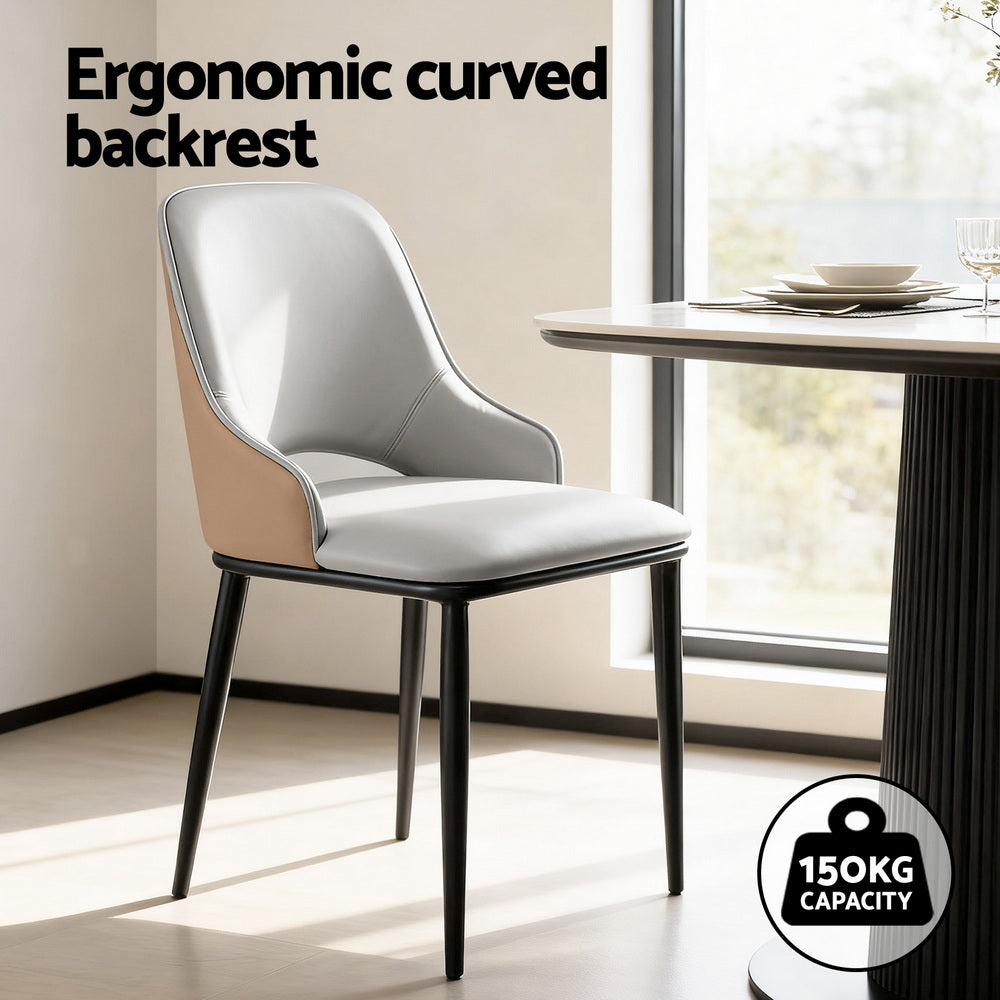 Artiss 2x Dining Chairs Hollow PU Leather Kitchen Lounge Cafe Accent Chair Grey