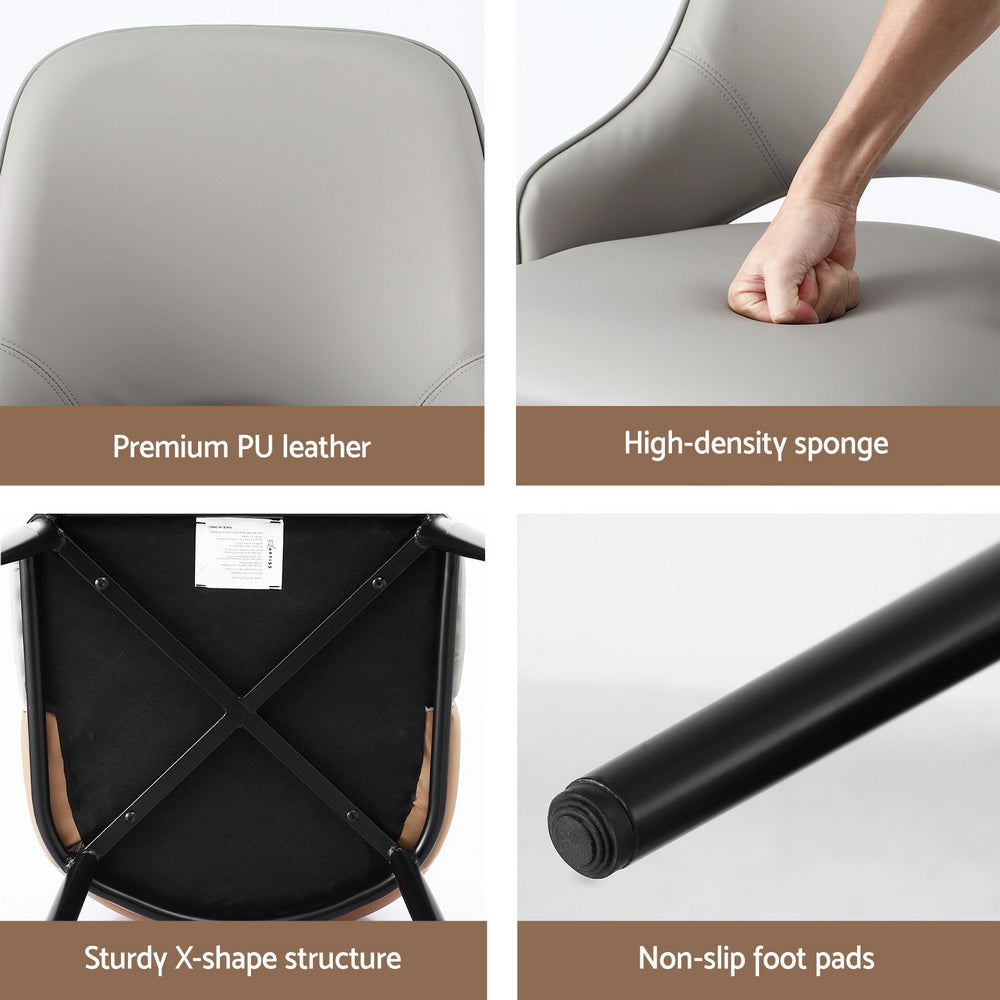 Artiss 4x Dining Chairs Hollow PU Leather Kitchen Lounge Cafe Accent Chair Grey