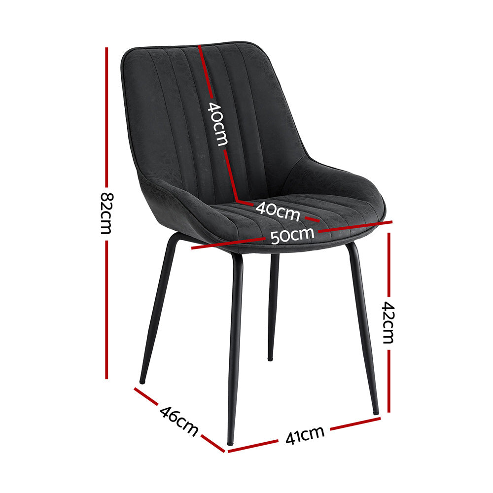 Artiss 2x Dining Chairs Retro PU Leather Kitchen Lounge Cafe Accent Chair Black Bedworld