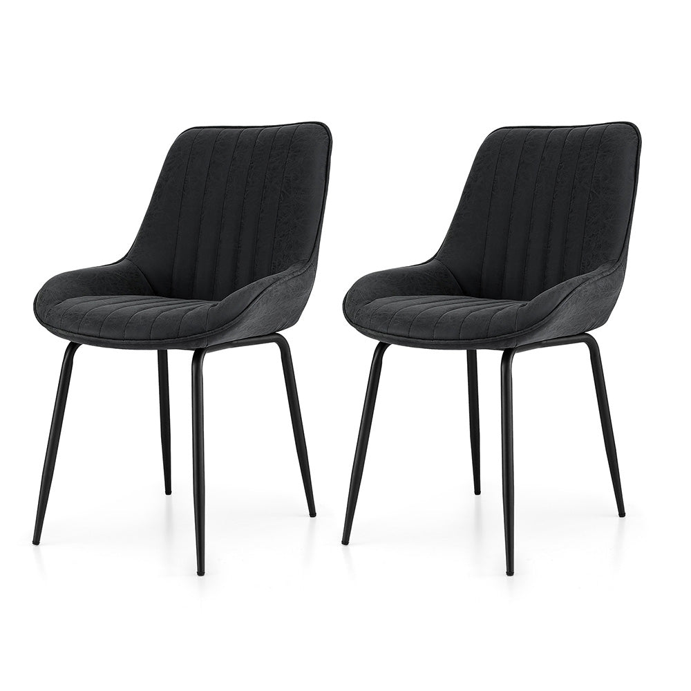 Artiss 2x Dining Chairs Retro PU Leather Kitchen Lounge Cafe Accent Chair Black Bedworld