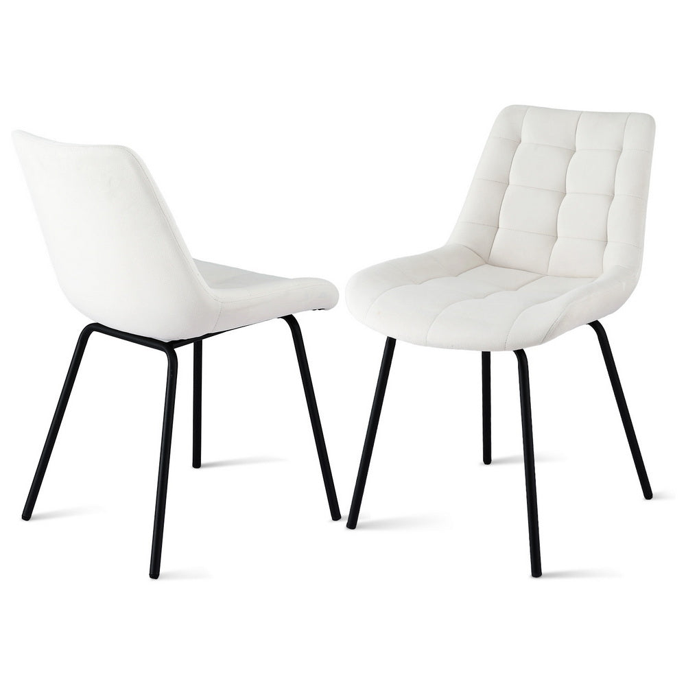 Artiss 2x Dining Chairs Velvet Tufted Kitchen Lounge Cafe Accent Chair Beige Bedworld