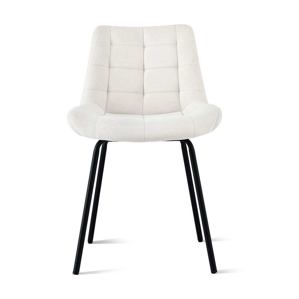 Artiss 2x Dining Chairs Velvet Tufted Kitchen Lounge Cafe Accent Chair Beige Bedworld