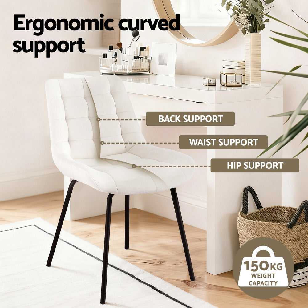 Artiss 2x Dining Chairs Velvet Tufted Kitchen Lounge Cafe Accent Chair Beige