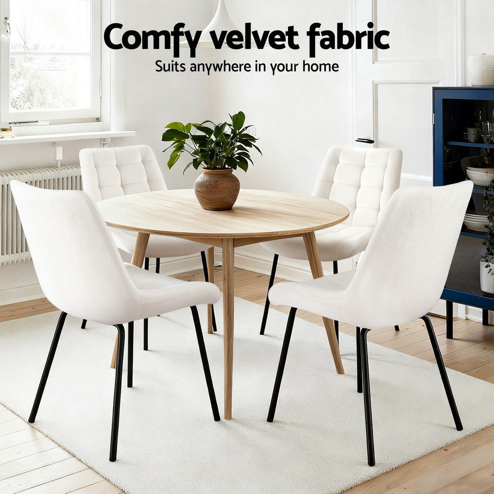 Artiss 2x Dining Chairs Velvet Tufted Kitchen Lounge Cafe Accent Chair Beige Bedworld