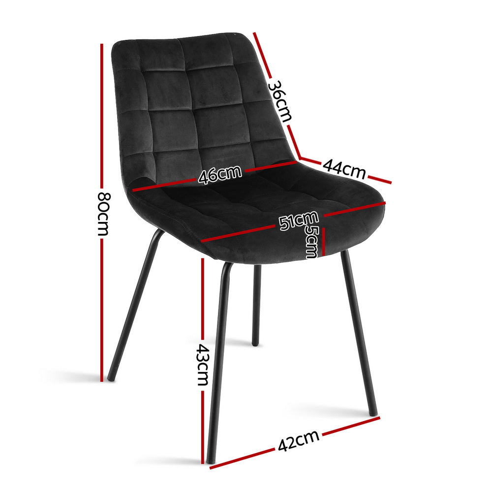 Artiss 4x Dining Chairs Velvet Tufted Kitchen Lounge Cafe Accent Chair Black Bedworld