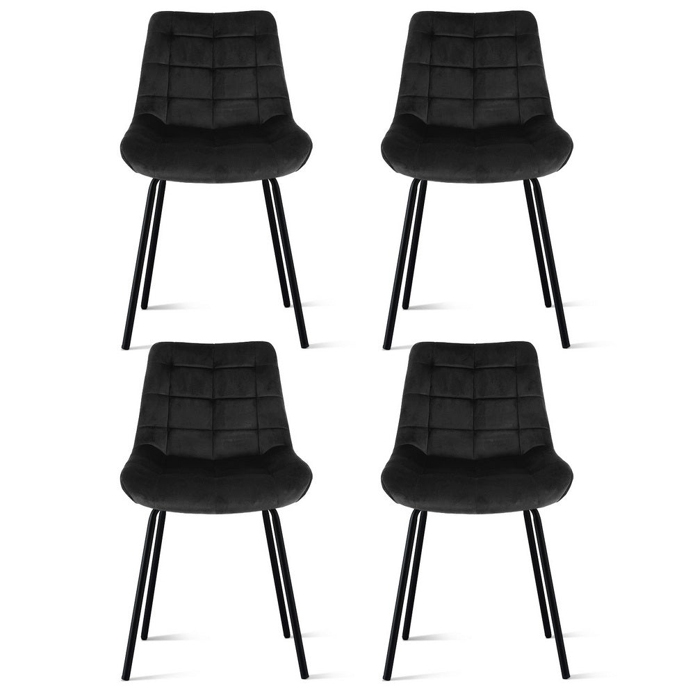 Artiss 4x Dining Chairs Velvet Tufted Kitchen Lounge Cafe Accent Chair Black Bedworld