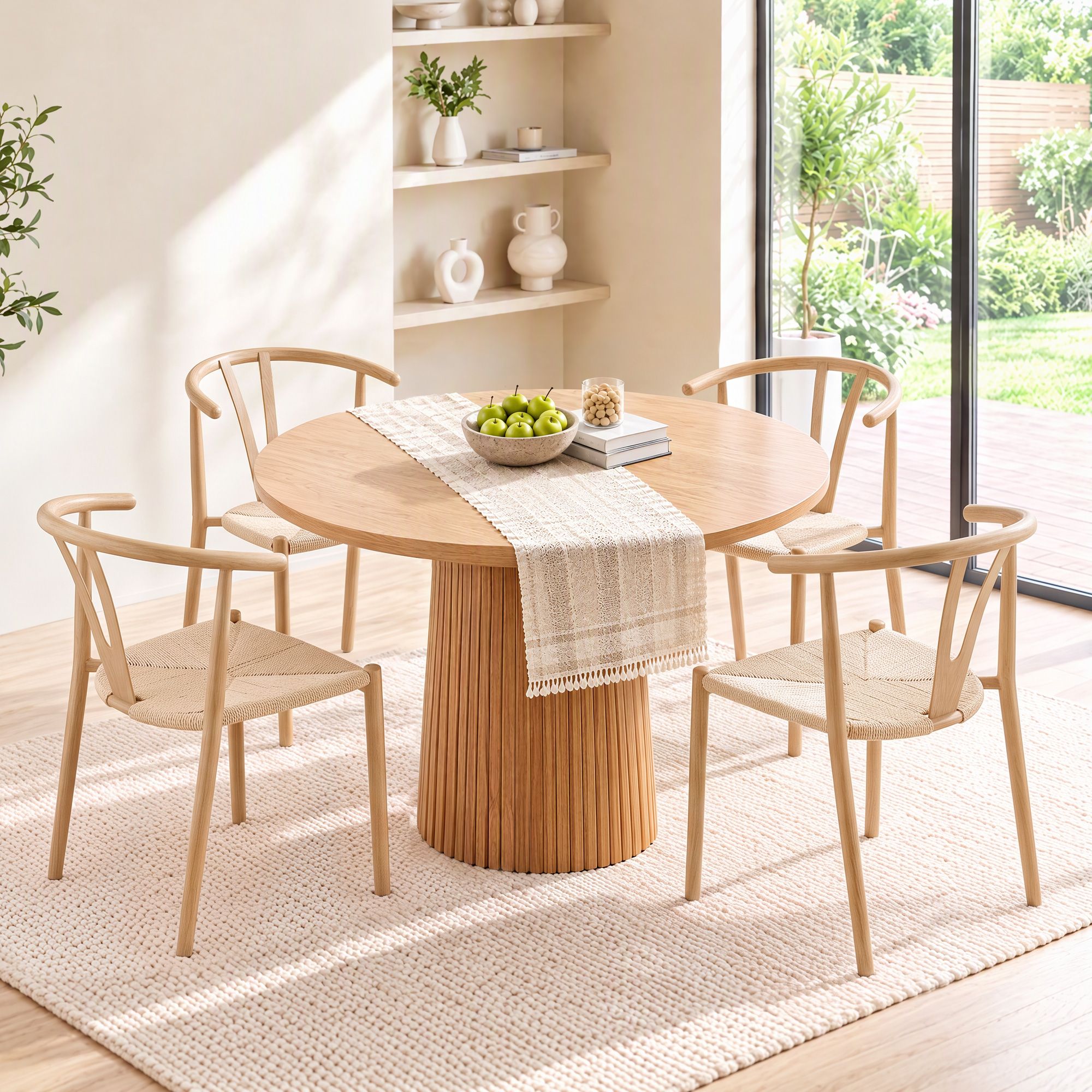 Artiss Dining Chairs Set of 4, Y-Back Leisure Accent Chair for Living Room & Balcony Woven Seat Bedworld