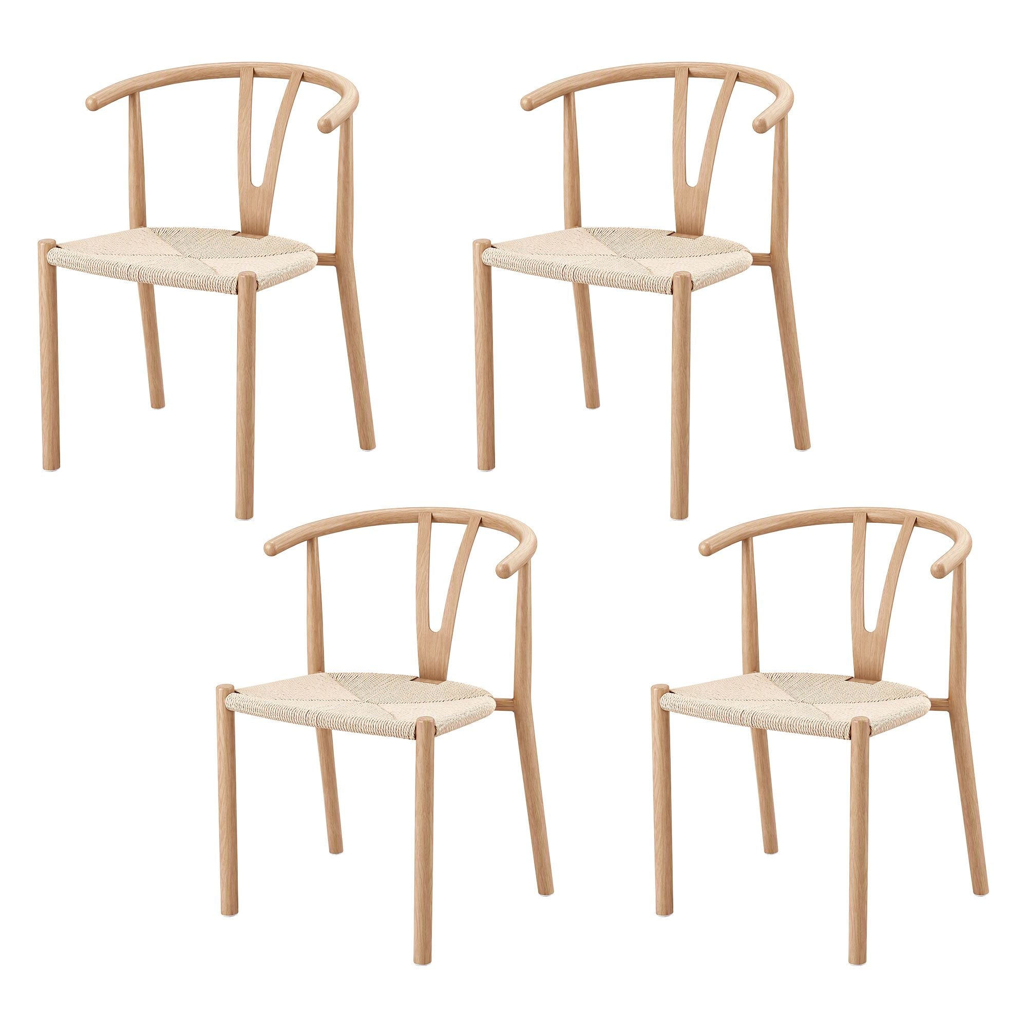 Artiss Dining Chairs Set of 4, Y-Back Leisure Accent Chair for Living Room & Balcony Woven Seat Bedworld