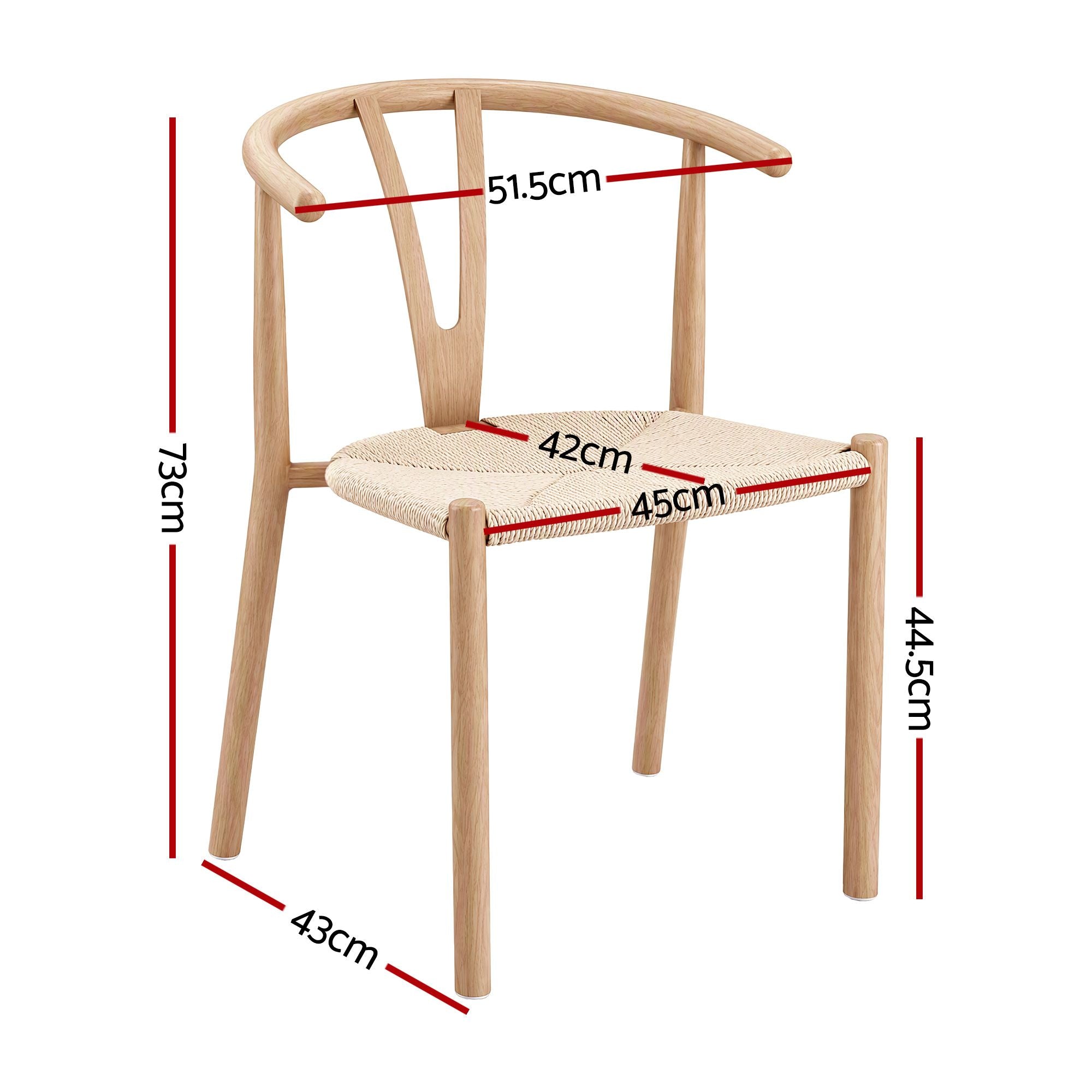 Artiss Dining Chairs Set of 4, Y-Back Leisure Accent Chair for Living Room & Balcony Woven Seat Bedworld