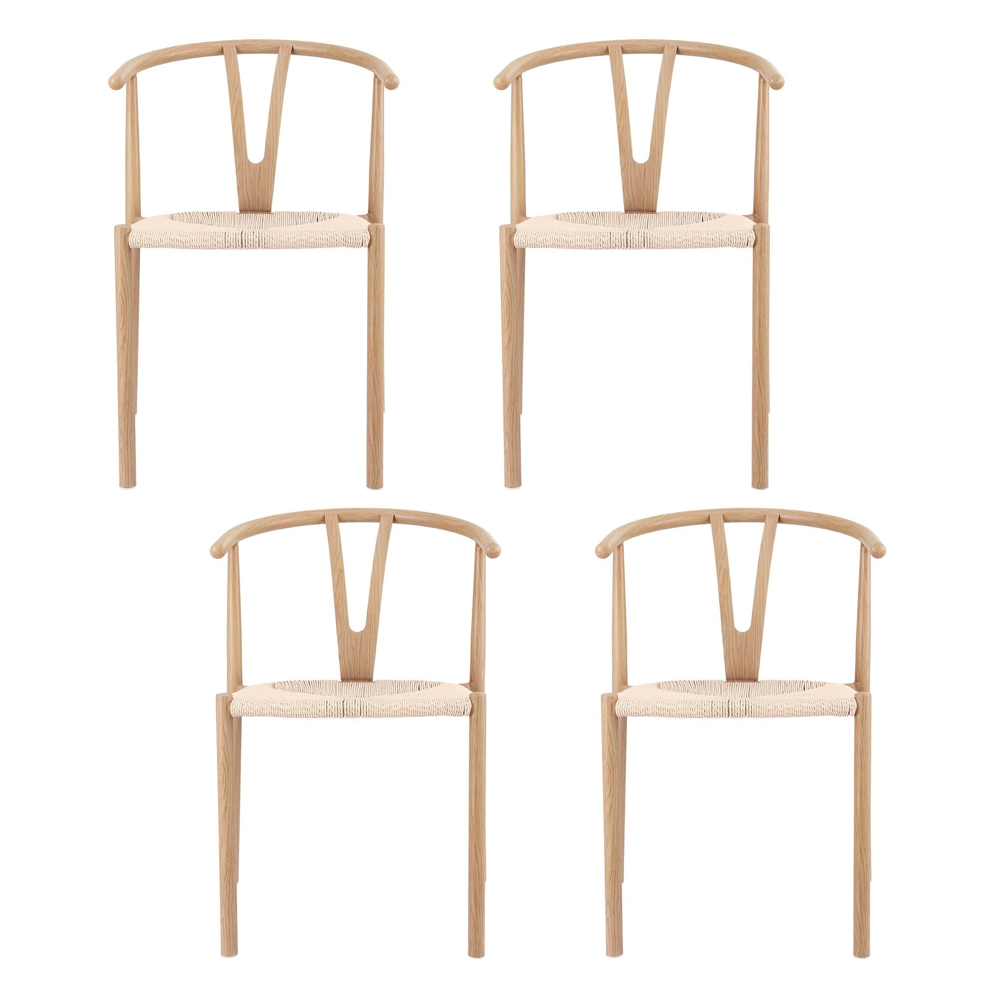 Artiss Dining Chairs Set of 4, Y-Back Leisure Accent Chair for Living Room & Balcony Woven Seat Bedworld