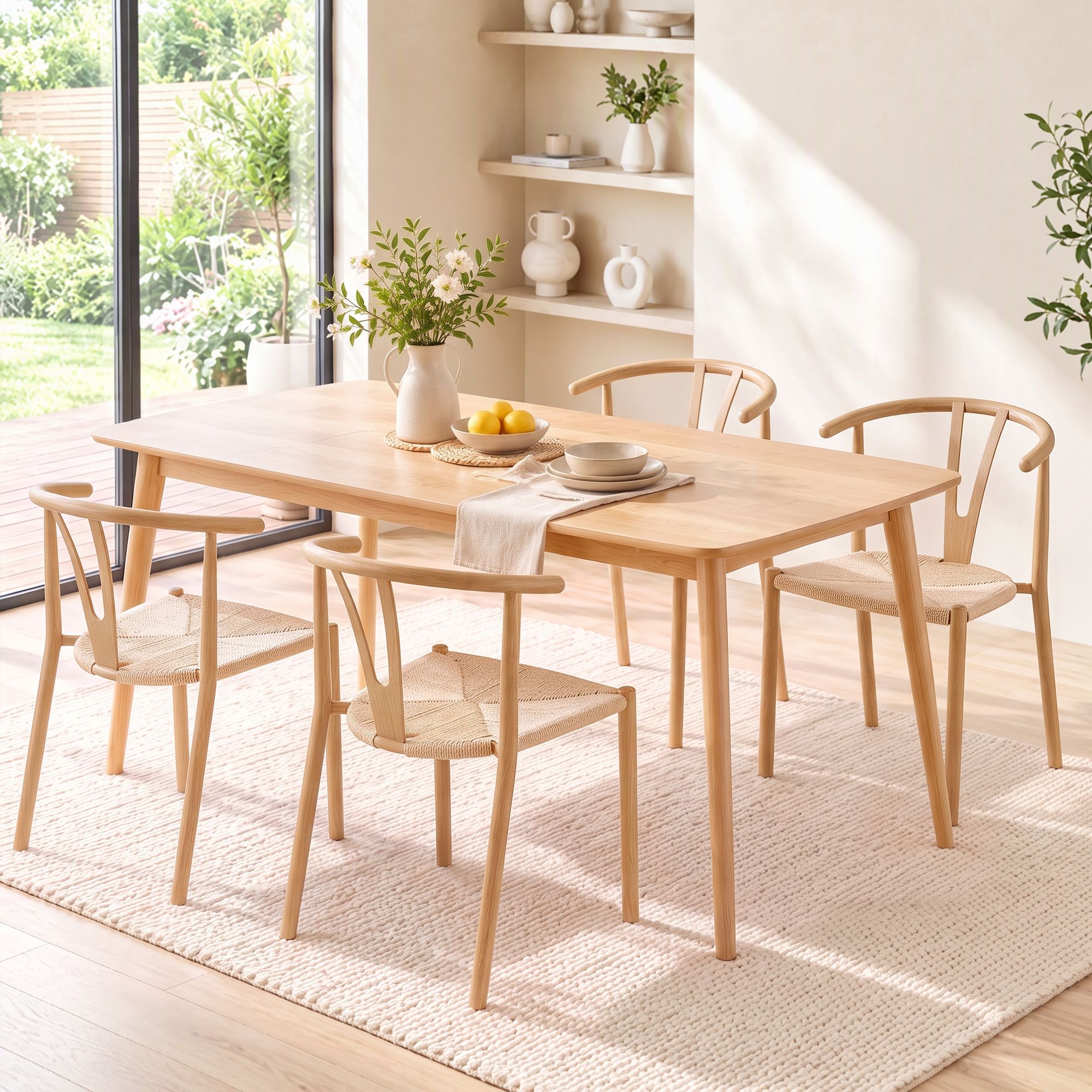 Artiss Dining Chairs Set of 4, Y-Back Leisure Accent Chair for Living Room & Balcony Woven Seat Bedworld