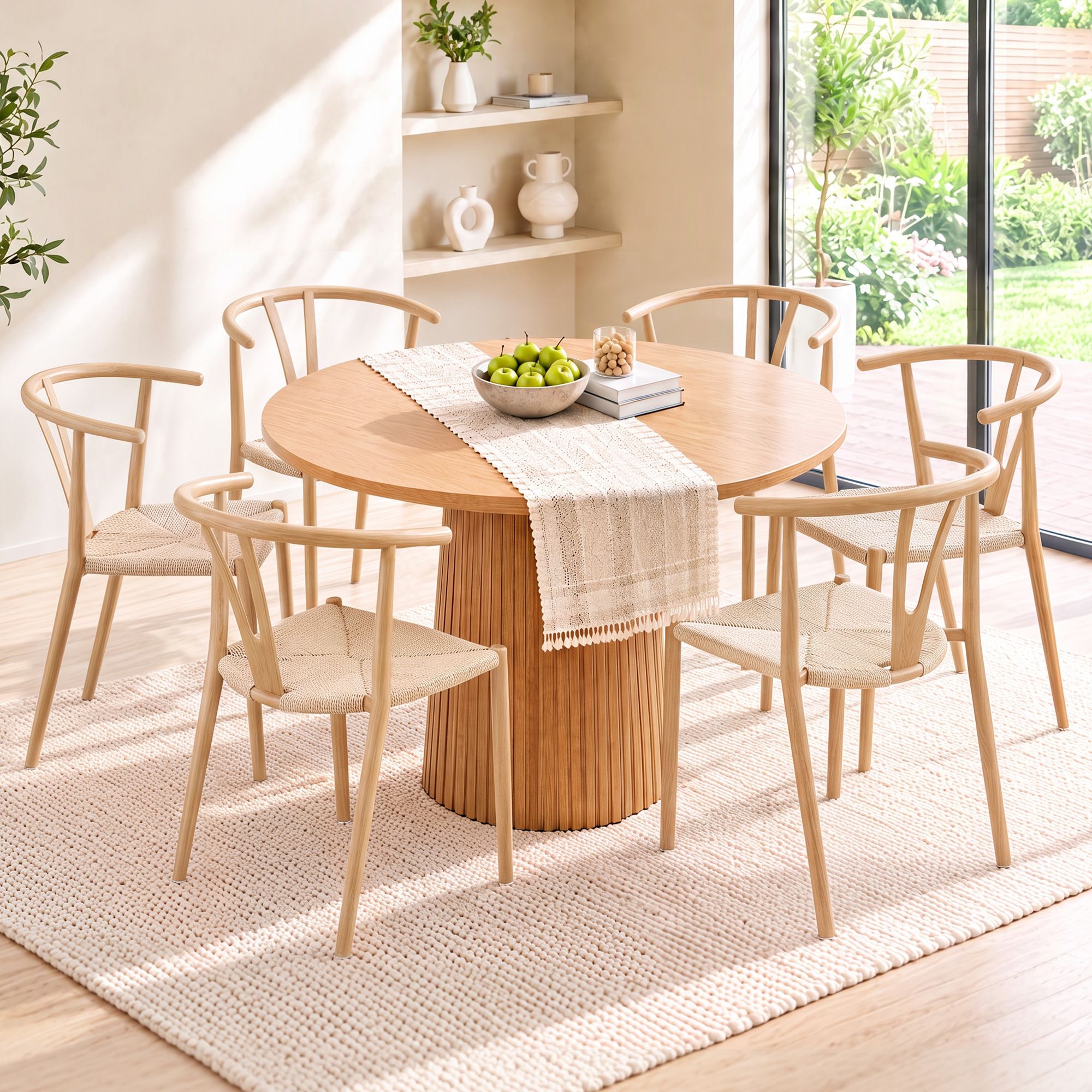 Artiss Dining Chairs Set of 6, Y-Back Leisure Accent Chair for Living Room & Balcony Woven Seat Bedworld