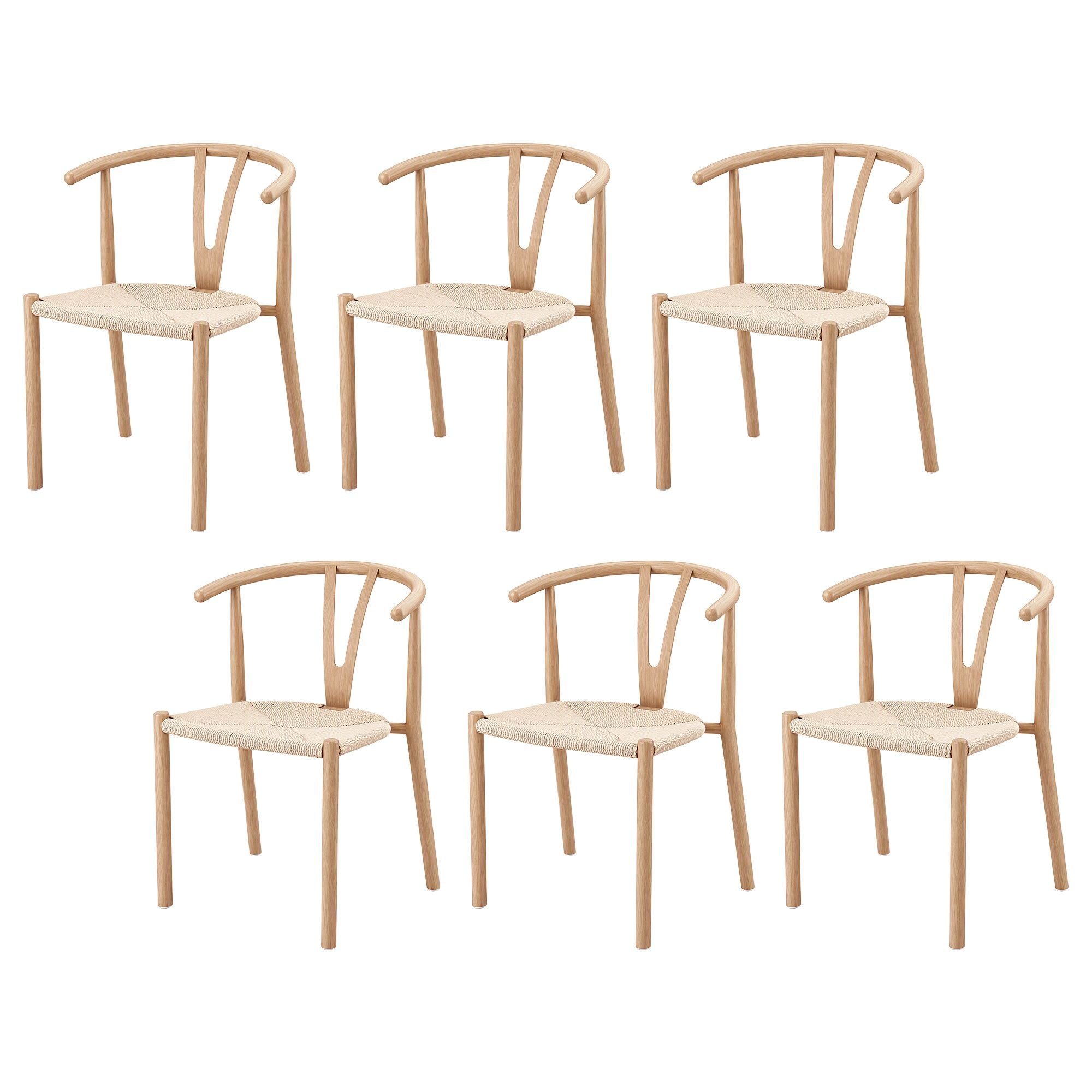 Artiss Dining Chairs Set of 6, Y-Back Leisure Accent Chair for Living Room & Balcony Woven Seat Bedworld