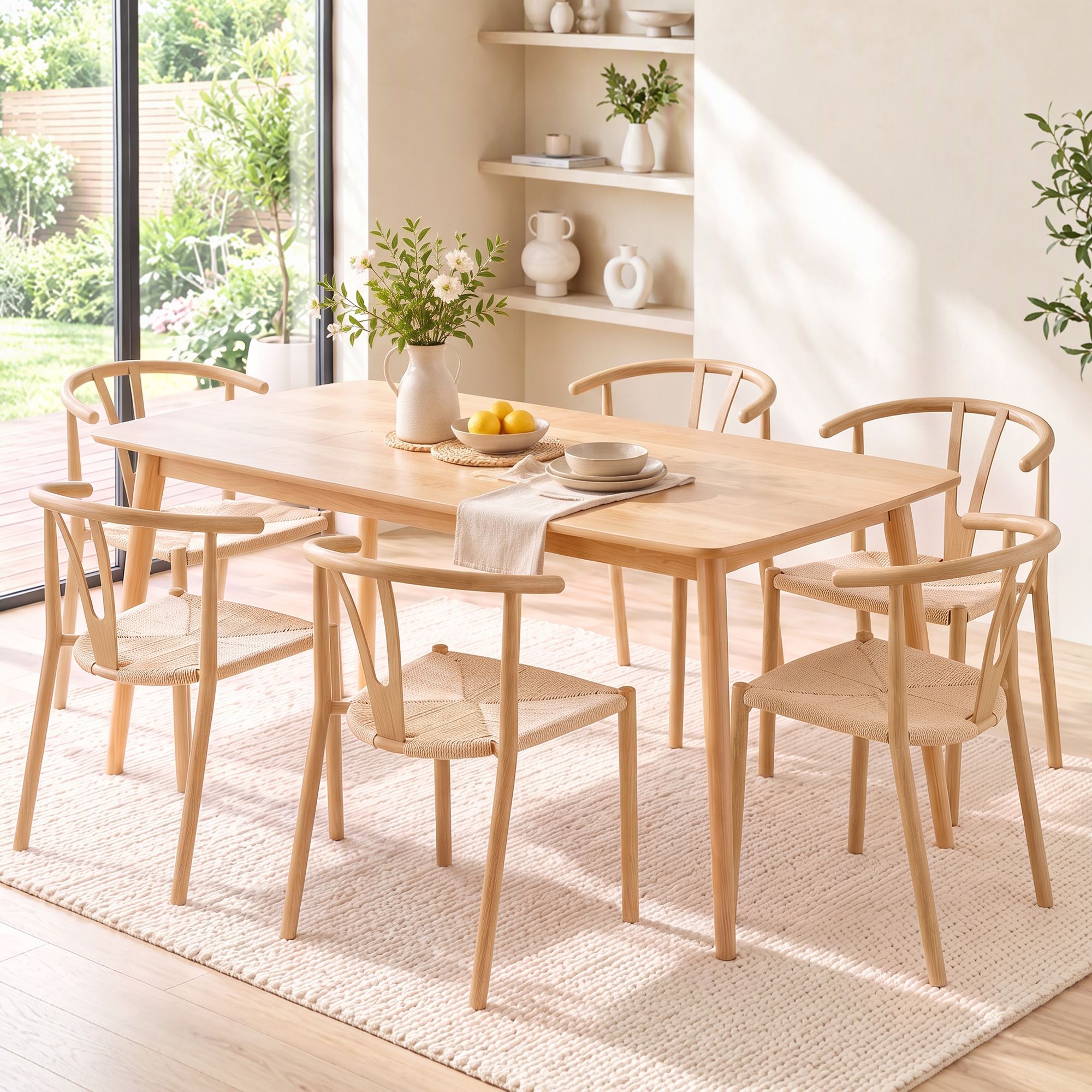 Artiss Dining Chairs Set of 6, Y-Back Leisure Accent Chair for Living Room & Balcony Woven Seat Bedworld
