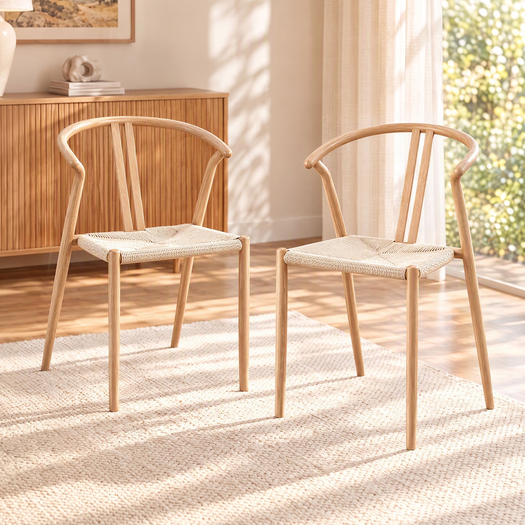 Artiss Dining Chairs Set of 2, Accent Chair for Living Room & Balcony Double Slat Back Bedworld