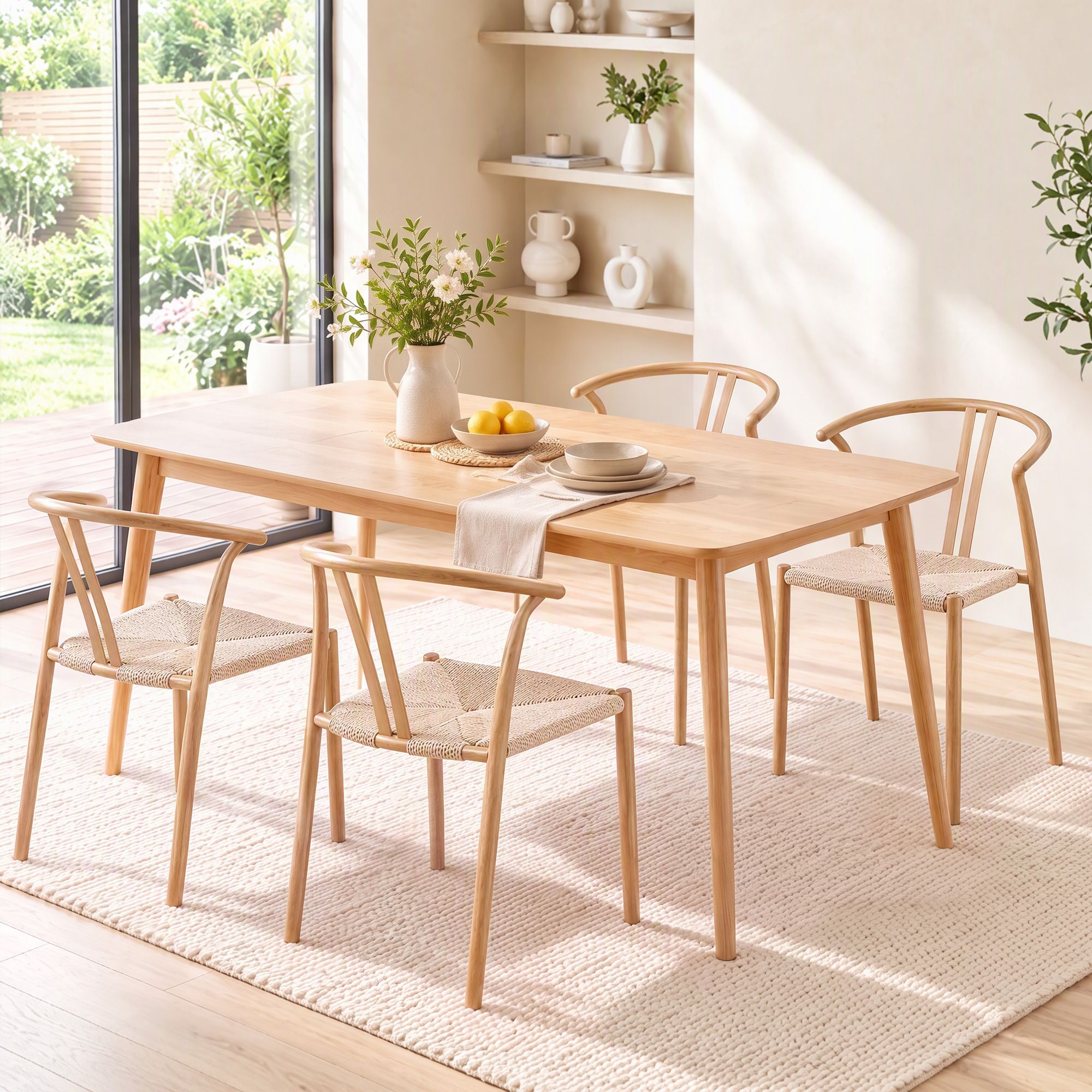 Artiss Dining Chairs Set of 4, Accent Chair for Living Room & Balcony Double Slat Back Bedworld