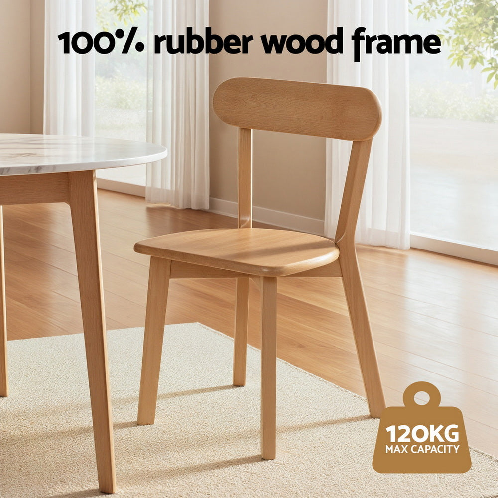 Artiss 2x Dining Chairs Wooden Kitchen Accent Chair Cafe Lounge Rubber Wood Bedworld