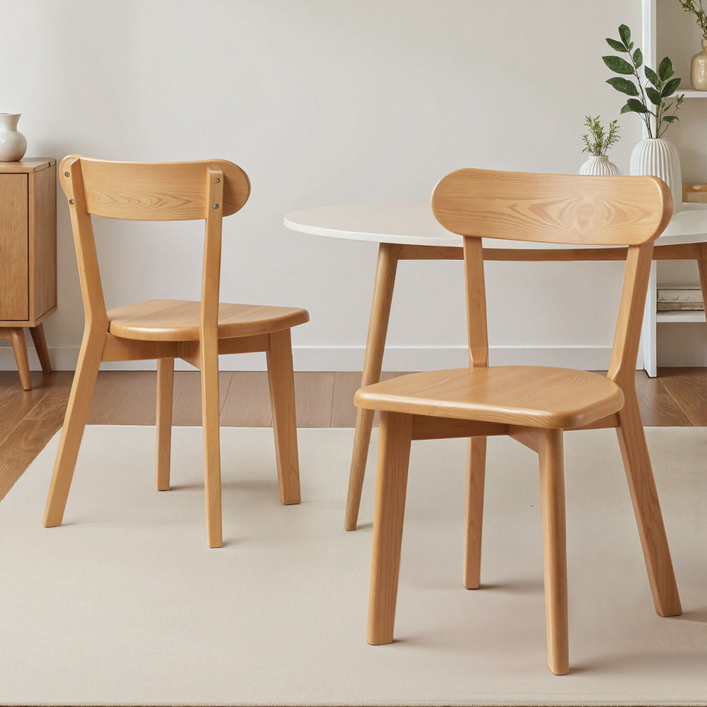 Artiss 2x Dining Chairs Wooden Kitchen Accent Chair Cafe Lounge Rubber Wood Bedworld