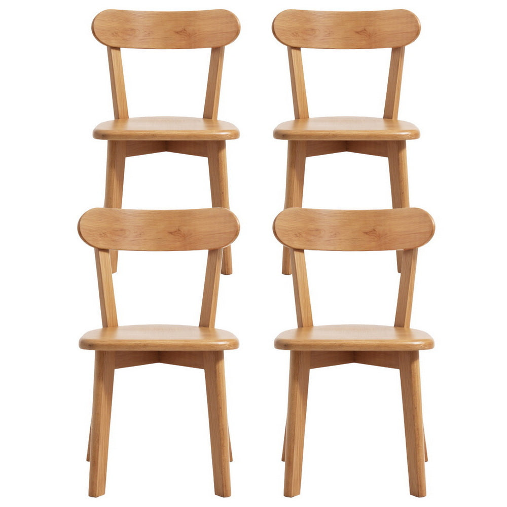 Artiss 4x Dining Chairs Wooden Kitchen Accent Chair Cafe Lounge Rubber Wood Bedworld