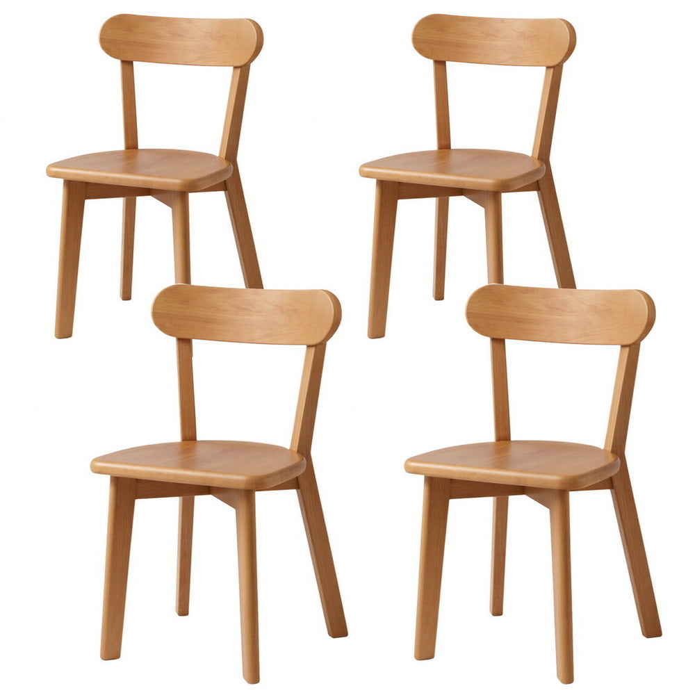 Artiss 4x Dining Chairs Wooden Kitchen Accent Chair Cafe Lounge Rubber Wood Bedworld