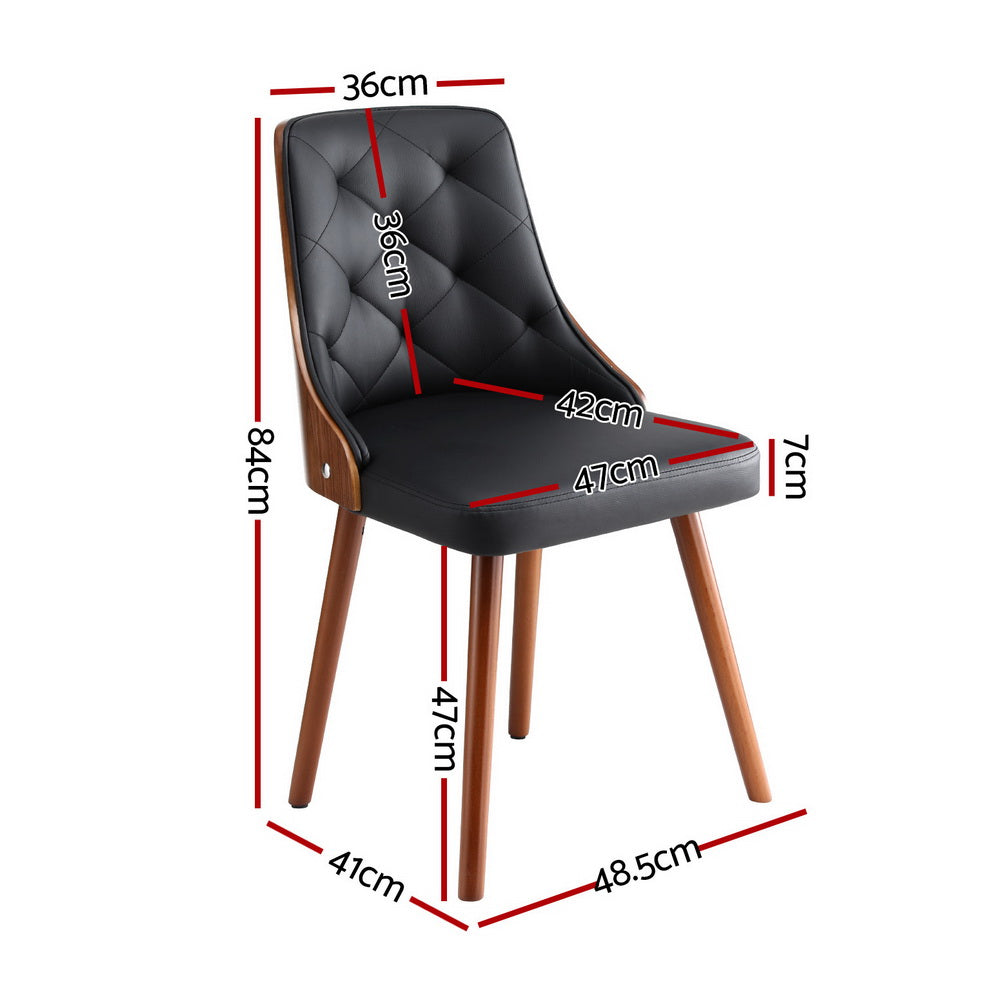 1 Set of 2 Artiss Dining Chairs Black PU Bedworld