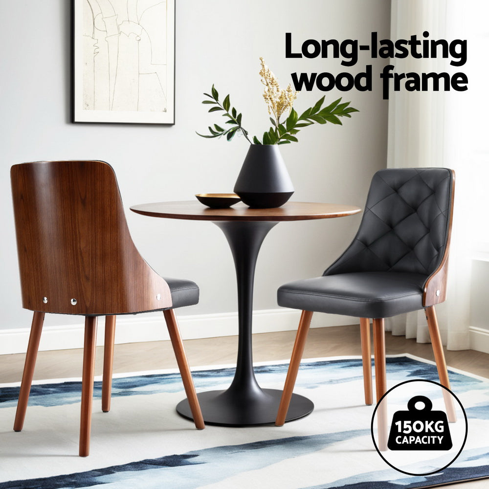 1 Set of 2 Artiss Dining Chairs Black PU Bedworld