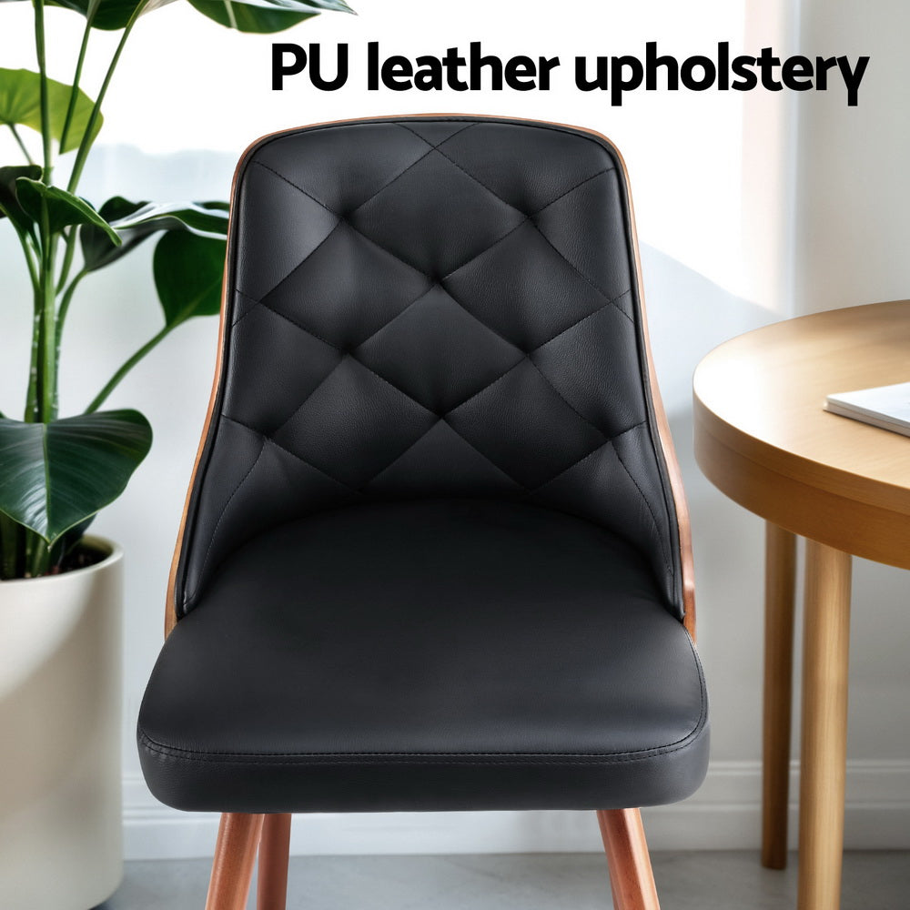 1 Set of 2 Artiss Dining Chairs Black PU Bedworld