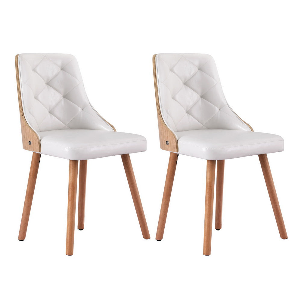 1 Set of 2 Artiss Dining Chairs White PU Bedworld