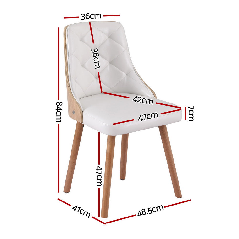 1 Set of 2 Artiss Dining Chairs White PU Bedworld