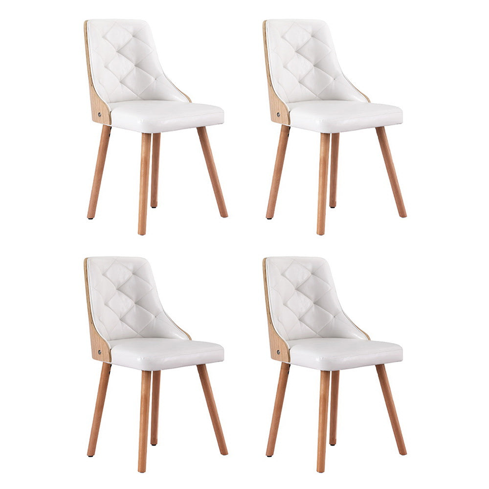 1 Set of 4 Artiss Dining Chairs White PU Bedworld