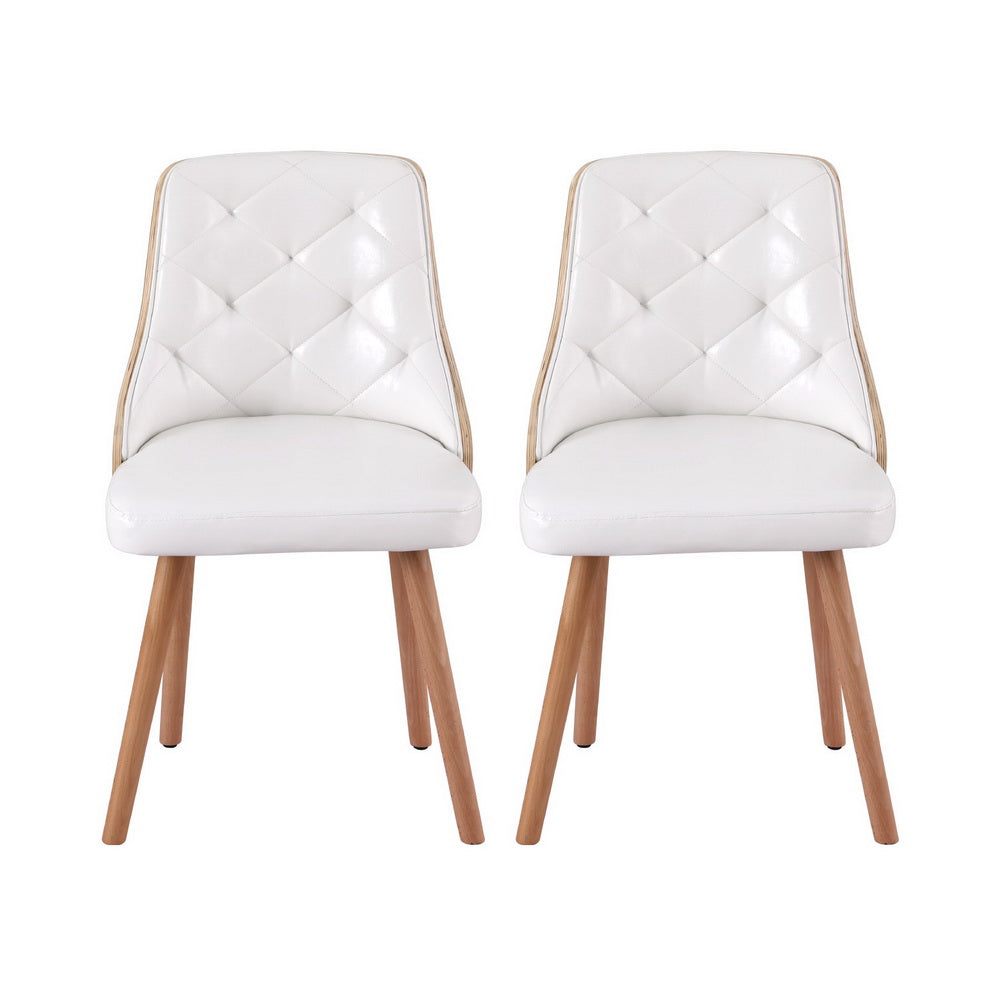 1 Set of 4 Artiss Dining Chairs White PU Bedworld