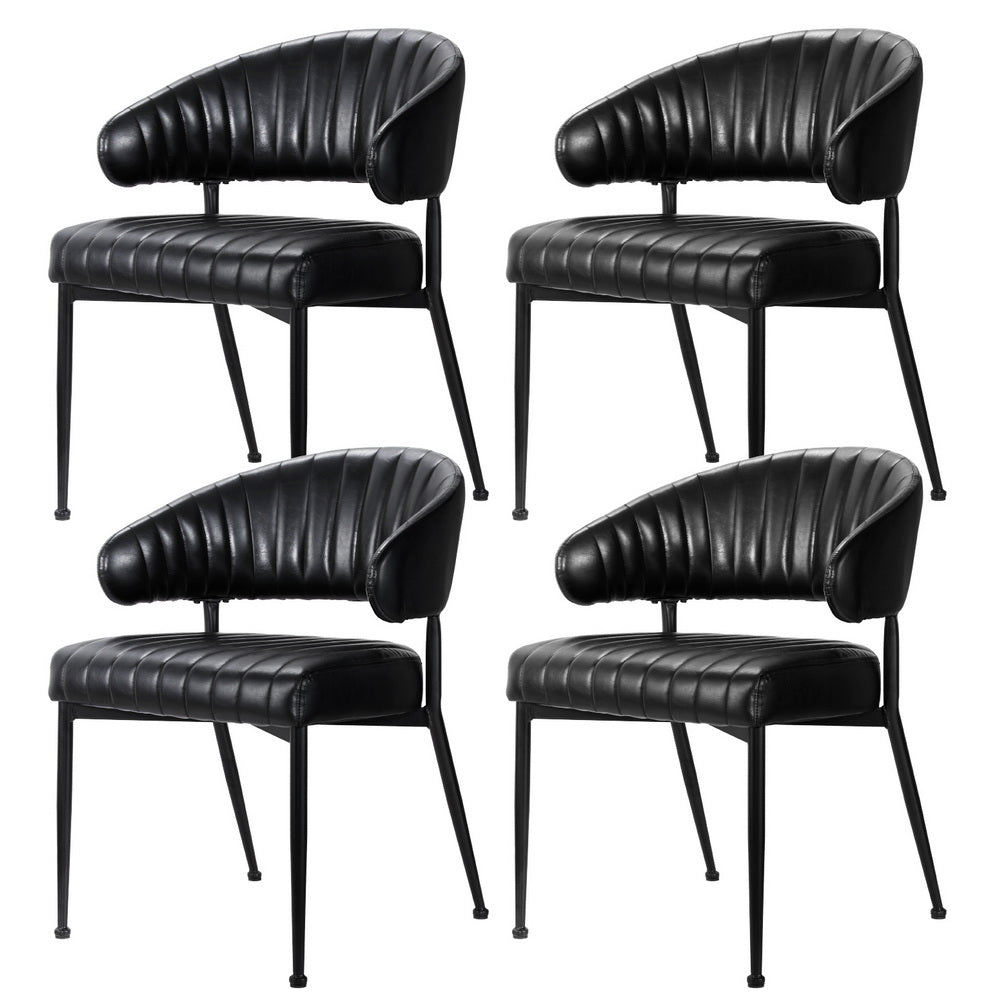 Artiss Dining Chairs Set of 4 Leather Hollow Armchair Black Bedworld