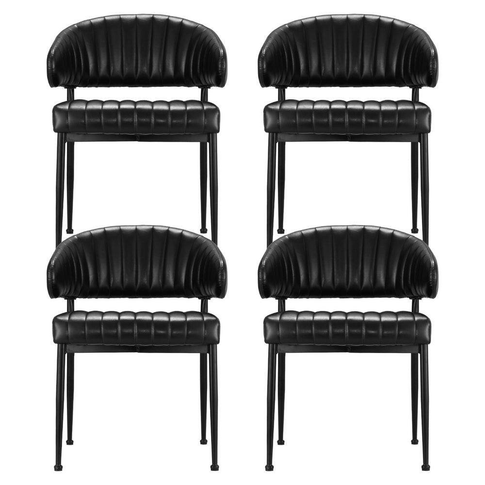 Artiss Dining Chairs Set of 4 Leather Hollow Armchair Black Bedworld