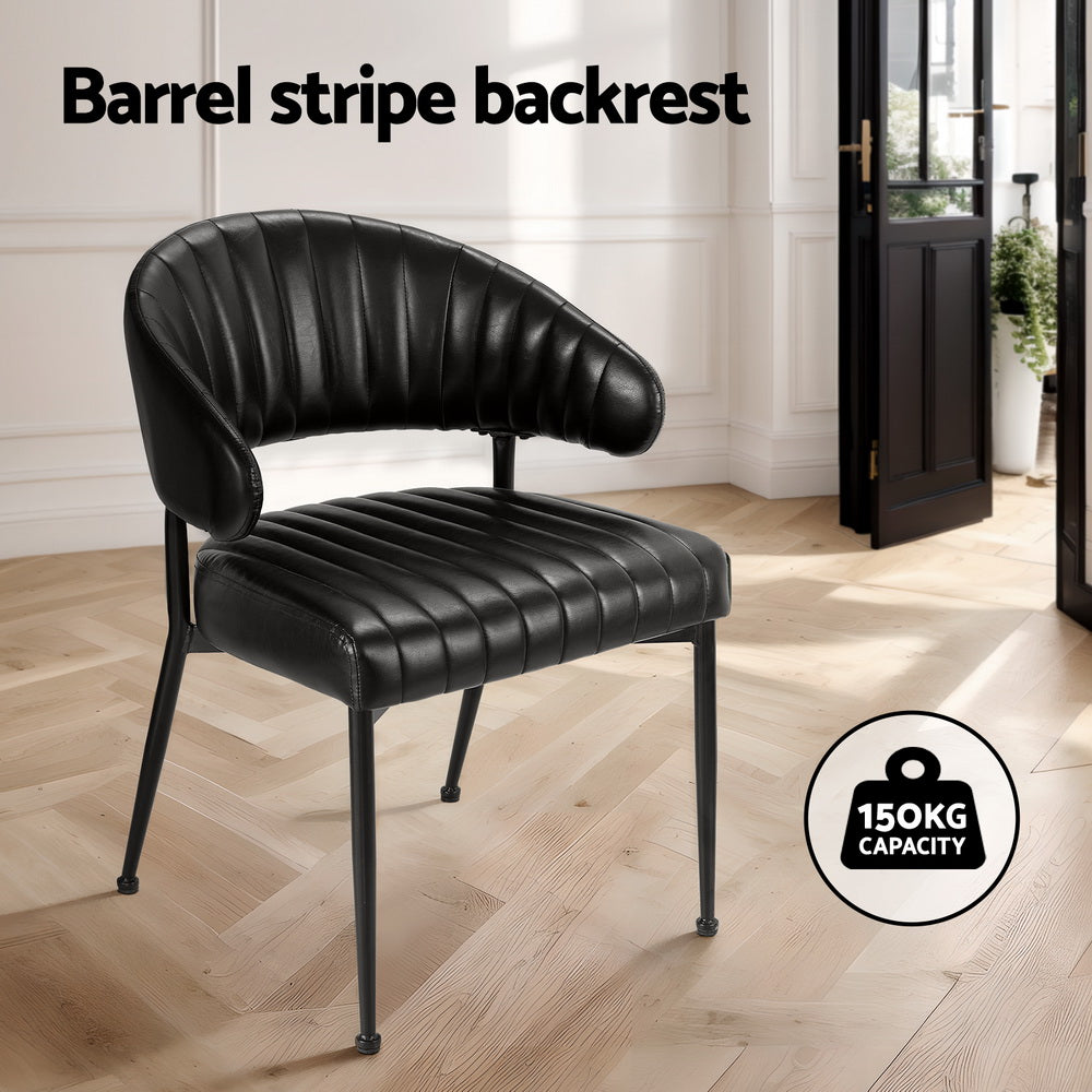 Artiss Dining Chairs Set of 4 Leather Hollow Armchair Black Bedworld